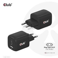 Club3D Travel Charger Pps 65Watt Gan Technology, Triple Port (2X Usb Type-C + Usb Type-A) Power Delivery(Pd) 3.0 Support - W128562718