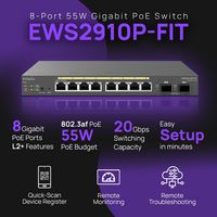 EnGenius Managed / stand-alone Desktop 8-port GbE 55WSwitch (PoE+)with 2x SFP - W128241715