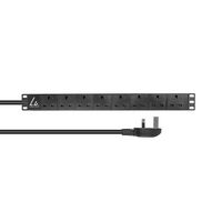 Lanview UK Rack mount power strip, 3m, 13A with 8 x UK sockets<br>fits 19 inch racks. - W128234091