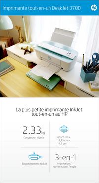 HP Deskjet 3750 All-In-One Printer, Home, Print, Copy, Scan, Wireless, Scan To Email/Pdf; Two-Sided Printing - W128329861