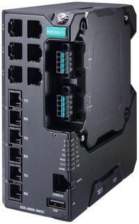 Moxa 9-port managed Ethernet switch, dual power supply 12/24/48 VDC, Extended Tem - W128778220