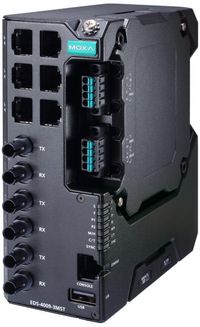 Moxa 9-port managed Ethernet switch,  88 to 300 VDC, 85 to 264 VAC, Extended Temp - W128778222