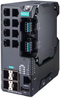 Moxa 12G-port POE full Gigabit managed Ethernet switch, 88 to 300 VDC, 85 to 264 VAC, Extended Temp - W128778249