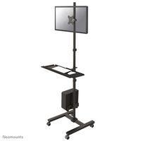 Neomounts Newstar Mobile Work Station Floor Stand for monitor (10"-32"), keyboard, mouse & PC - Black - W124750744