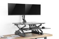 Neomounts Newstar Stylish Tilt/Turn/Rotate Desk Stand for two 10-27" Monitor Screens, Height Adjustable - Black - W124350764