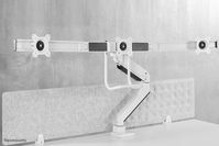 Neomounts by Newstar NewStar NM-D775DX3WHITE Full Motion Dual Desk Mount (clamp & grommet) with crossbar and handle for three 17-24" Monitor Screens, Height Adjustable (gas spring) - White - W125514859