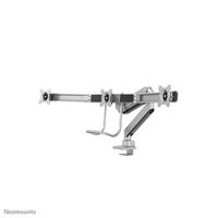 Neomounts by Newstar NewStar Full Motion Dual Desk Mount (clamp & grommet) with crossbar and handle for three 17-24" Monitor Screens, Height Adjustable (gas spring) - Silver - W125514858