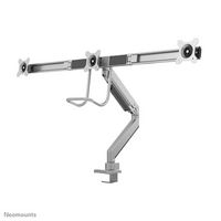 Neomounts by Newstar NewStar Full Motion Dual Desk Mount (clamp & grommet) with crossbar and handle for three 17-24" Monitor Screens, Height Adjustable (gas spring) - Silver - W125514858