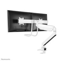 Neomounts NewStar NM-D775DXWHITE Full Motion Dual Desk Mount (clamp & grommet) with crossbar and handle for two 10-32" Monitor Screens, Height Adjustable (gas spring) - White - W125514862