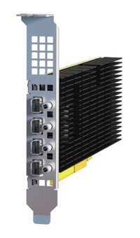 Matrox Low-profile PCIe® Gen4 x16 (x8 electrical) quad graphics card provides increased reliability through its fanless design for both small form factor and full-height systems. - W128460181