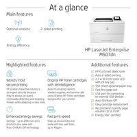 HP LaserJet Enterprise M507dn, Laser, 1200 x 1200dpi, 43ppm, A4, 1.2MHz, 512MB, USB, LCD, 2.7″ - W125502640