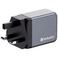 Verbatim GNC-65 GaN Charger 65W with 2 x USB-C® PD 65W. 1 x USB-A QC 3.0 (EU/UK/US) - W128807227
