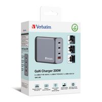 Verbatim GNC-200 GaN Charger 200W with 2 x USB-C® PD 100W. 1 x USB-C® PD 65W / 1 x USB QC 3.0 (EU/UK/US) - W128807230