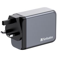 Verbatim GNC-200 GaN Charger 200W with 2 x USB-C® PD 100W. 1 x USB-C® PD 65W / 1 x USB QC 3.0 (EU/UK/US) - W128807230