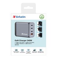 Verbatim GNC-240 GaN Charger 240W with 1 x USB-C® 140W. 1 USB-C® 100W / 1 x USB-C® 65W / 1 x USB-A QC 3.0 (EU/UK/US) - W128807231