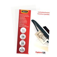 Fellowes Glossy 125 Micron Card Laminating Pouch - 75X105Mm - W128263377