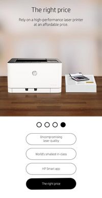 HP Laser couleur 150nw, Laser, 216 x 356mm, 600 x 600 DPI, 18 ppm, A4, 400MHz, 64Mo, USB - W125304843