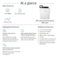 HP LaserJet Enterprise M612dn, Laser, 1200 x 1200 dpi, 75ppm, A4, 1000Mo, WiFi, CGD, 4.3″ - W126475425