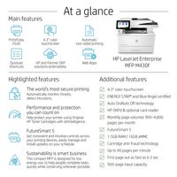 HP Imprimante multifonction LaserJet Enterprise M430f, Laser, 600 x 600dpi, 63ppm, 2000Mo, USB, LCD, 4.3" - W126475430