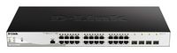 D-Link 28-Port Gigabit PoE+ Smart Switch including 4 SFP Ports - Power budget 370W - Metro Ethernet features - Console Port - Surge Protection IEC 61000-4-5 on all ports - ACL flow based mirroring - MAC based VLAN - Protocol based VLAN - 24 x PoE+ 10/100/1000Mbps  - 4 x SFP Auto-Negotiating Ports - Port 1-24 802.3at up to 30W - Half-/Full-Duplex, auto-negotiation, Auto MDI/MDIX - IEEE 802.3x Flow Control - 802.3ad Link Aggregation - Asymmetric VLAN - Voice VLAN - Jumbo frame 9,216 Bytes - Switching capacity 56 Gbps - 802.1p priority queues. - MAC Address table size 16k - Static MAC Addresses 256 - Static multicast addresses 64 - MAC/IP filtering - MAC/IP-based ACL 200 rules (Port List) - 802.1X port-base Access Control, Port Security - LLDP, LLDP-MED, Smart Binding, Traffic Segmentation - IPv6 configurations - D-Link Safeguard Engine - Smart Console Utility, web based management, compact CLI - DNA utility - 19"" Rackmount Installation - IEEE 802.3az EEE - W127040308