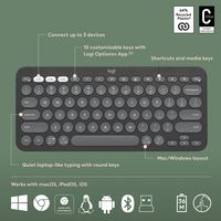 Logitech Pebble 2 Combo Keyboard Mouse Included Rf Wireless + Bluetooth Qwerty Us International Graphite - W128825854