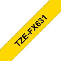 Brother TZeFX631, 12mm (0.47") Black on Yellow Flexible ID tape 8m (26.2 ft) - W124876129