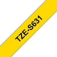 Brother Black on Yellow Tape w/ Extra Strength Adhesive, 12mm, 8m - W125175953