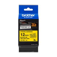 Brother Black on Yellow Tape w/ Extra Strength Adhesive, 12mm, 8m - W125175953