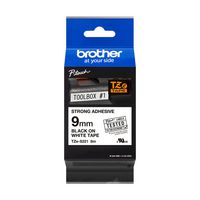 Brother Black on White Tape w/ Extra Strength Adhesive, 9mm, 8m - W125275846