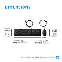 HP Wired Desktop 320Mk Mouse And Keyboard - Swiss - W128252344
