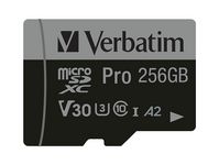 Verbatim MICRO SDXC CARD PRO U3 C10 A2 256GB INCL ADAPTOR - W128851804