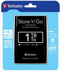 Verbatim Store 'n' Go, 1TB, 5400 RPM, USB 3.0, Black - W124323358