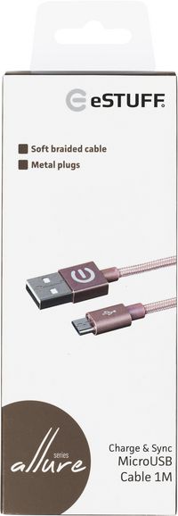 eSTUFF MicroUSB Cable 1m Rose Soft braided nylon - W124349447