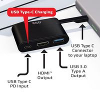 Club3D USB Type-C to HDMI™ 2.0 + USB 2.0 + USB Type-C Charging Mini Dock - W124447755