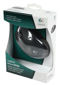 Logitech Mouse M100, USB Type-A, Black - W124538863