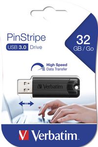 Verbatim PinStripe, USB 3.0, 32GB, Black - W124821862