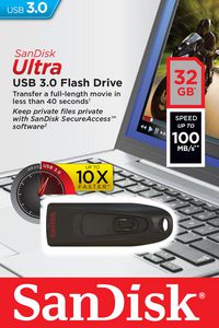 Sandisk 32GB, USB 3.0, 100MB/s, 128-bit AES - W124883292