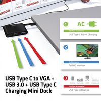 Club3D USB Type C to VGA + USB 3.0 + USB Type C Charging Mini Dock - W124647907