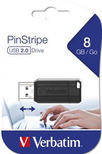 Verbatim PinStripe, USB 2.0, 8 GB, Noire - W125184718