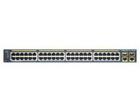 Cisco 48 Ethernet 10/100 ports and 2 10/100/1000 uplinks and 2 SFP uplinks, 48 PoE Ports, 1 RU fixed-configuration, 100 to 240 VAC, 48 dB, LAN Base Layer 2 - W125190526