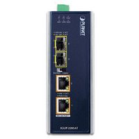 Planet Industrial 2-Port 100/1000X SFP to 2-Port 10/100/1000T 802.3bt PoE++ Media Converter - W125056362