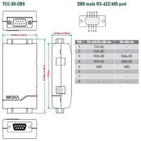 Moxa TCC-80-DB9, RS-232, RS-422/485, 921.6 Kb/s, ESD 15kV, ADDC - W124581816