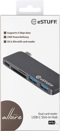 eSTUFF USB C Slot-in Hub Space Grey - W125319372