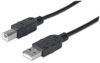 Manhattan USB 2.0 Cable, USB-A to USB-B, Male to Male, 3m, Black, Polybag - W124908917