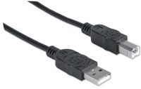 Manhattan USB 2.0 Cable, USB-A to USB-B, Male to Male, 3m, Black, Polybag - W124908917