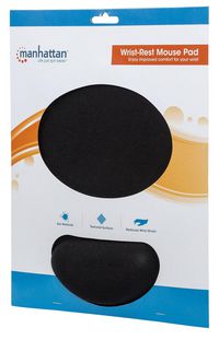 Manhattan Wrist-Rest Mouse Pad, Gel material promotes proper hand and wrist position, Black - W124987900