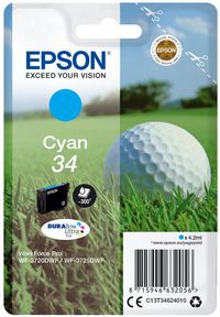 Epson Singlepack Cyan 34 DURABrite Ultra Ink - W124546791