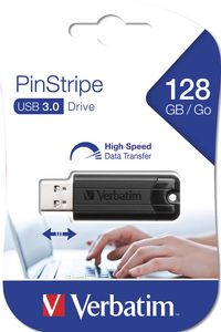 Verbatim PinStripe, USB 3.0, 128GB, Noire - W124686688