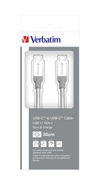 Verbatim USB C - USB C, 30cm, Stainless Steel - W124621543