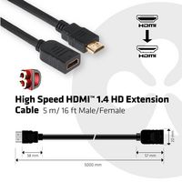 Club3D High Speed HDMI™ 1.4 HD Extension Cable 5m/16ft Male/Female - W124647235